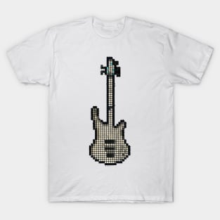 Tiled Pixel White K5 Bass Guitar Upright T-Shirt